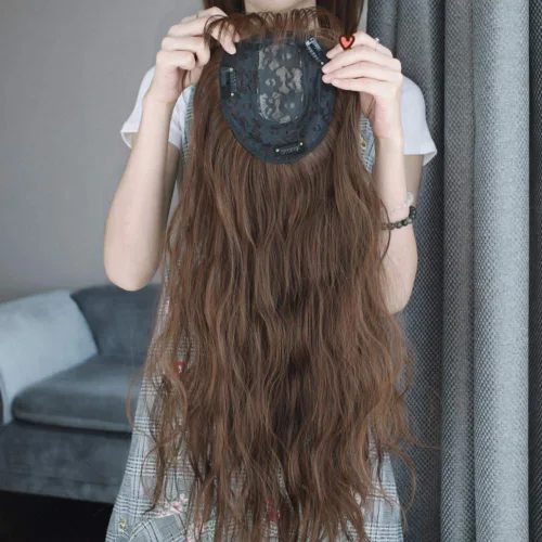 Miniatura 5 de Pieza de repuesto para la frente del cabello de 6 x 6 pulgadas con clip en suplemento ondulado suelto con flecos delgados para cabello fino