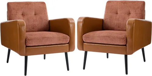 Miniatura 10 de Cómoda silla decorativa para sala de estar, silla de lectura moderna de mediados de siglo, con patas de metal, sillón tapizado para dormitorio