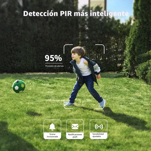 Miniatura 6 de SEHMUA - Cámaras de seguridad solares 2K para exteriores, inalámbricas, 2 paquetes con visión panorámica de 360°, inclinación, WiFi, cámara de Blanco