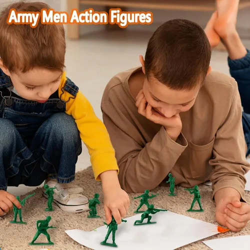Miniatura 4 de HAPTIME Juguetes para niños, juego de soldados de juguete (50 piezas), figuras de acción de hombres del ejército verde, juguetes militares