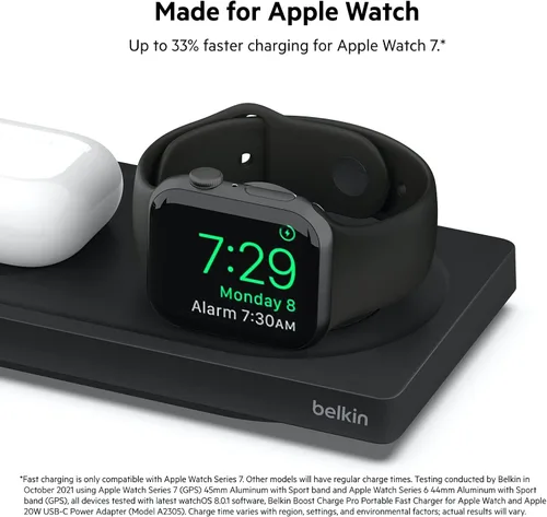 Miniatura 6 de Belkin MagSafe Almohadilla de Carga Inalámbrica 3 en 1 - Carga Rápida para Apple Watch, iPhone 17, 16, 15, 14 Series, AirPods y Más - Estación