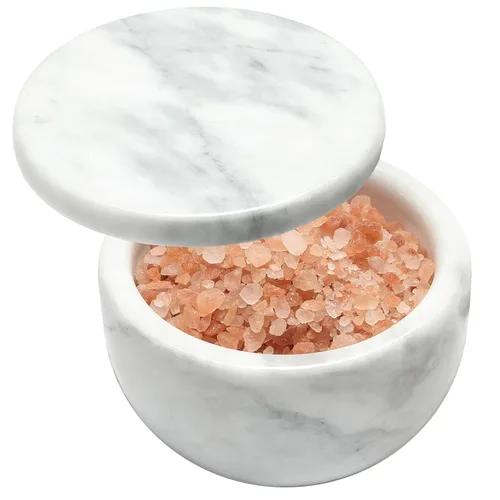 Miniatura 8 de Jalz Jalz Salero de sal con cuchara, base de mármol negro, tapa de acacia natural, cajas decorativas, recipiente para condimentos, diseño elegante