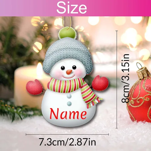 Miniatura 2 de 7 adornos de Navidad personalizados de muñeco de nieve 2023 con nombres, árbol de Navidad, decoración colgante de madera, familia de 2, 3, 4, 5, 6