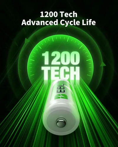 Miniatura 8 de EBL Pilas recargables tipo C, 5000 mAh Ni-MH de alta capacidad, celda C, paquete de venta al por menor nuevo, paquete de 4
