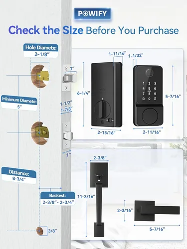 Miniatura 6 de Cerradura de Puerta de Entrada sin Llave con Manija, Conjunto de Cerradura Frontal Inteligente con Control por APP, Cerradura de Puerta con Teclado
