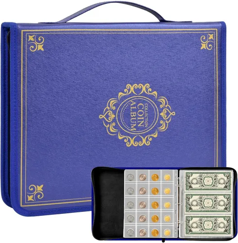 Miniatura 8 de ANKHOH Páginas de colección, página de bolsillo para monedas con 240 bolsillos, fundas para carpetas de monedas con 9 agujeros estándar para álbum