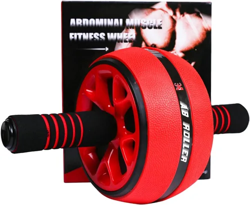 Miniatura 7 de Rodillo de rueda AB, rueda de ejercicios abdominales de fitness, rodillo de entrenamiento de fuerza, 12 pulgadas de ancho Rojo