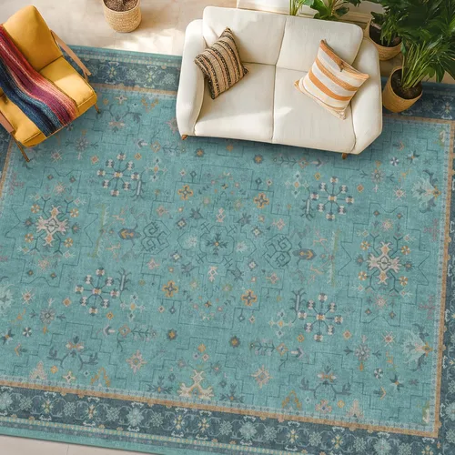 Miniatura 80 de Alfombra Boho Negra para Sala de Estar - Alfombra de Área Lavable de 10x14 Pies, Alfombras de Comedor para Debajo de la Mesa, Alfombra Suave de Pelo