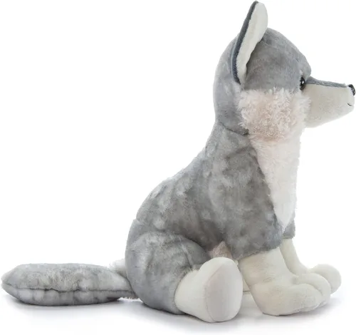 Miniatura 9 de The Petting Zoo Peluche de lobo gris, regalos para niños, animales salvajes del zoológico Onez, juguete de peluche jumbo de lobo gris de 20 pulgadas