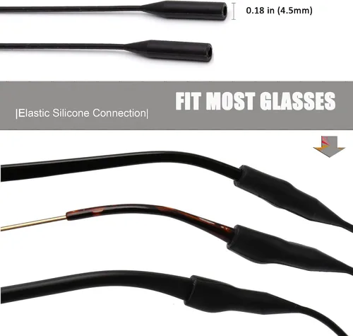 Miniatura 3 de 3 Pack Elastic Silicone Eye Glasses Strap, Sports Sunglasses Straps, Reading Eyeglasses Holder/Rope/String/Retainer/Cords