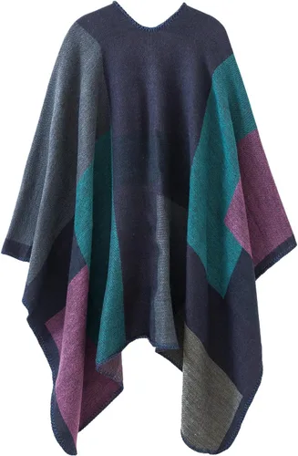 Miniatura 226 de Urban CoCo Poncho de colores para mujer, chal con frente abierto, color en bloques