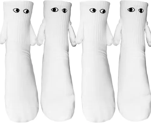 Calcetines para parejas tomados de la mano, divertidos calcetines magnéticos de tubo medio para parejas, amigos, hermanas y amantes
