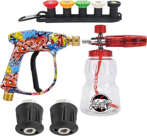 Pistola de pulverización de agua a presión y cañón de espuma de 32 onzas, kit de pistola de agua para lavadora eléctrica compatible con Bosch, para