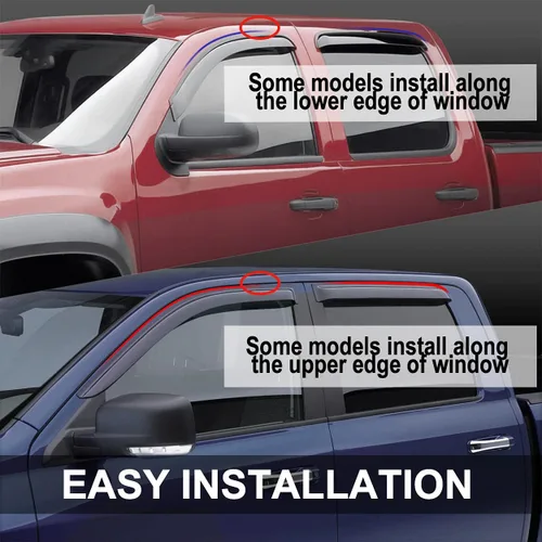 Miniatura 2 de 94229 Deflector de viento para ventana lateral, compatible con Mitsubishi Lancer 2002-2006, juego de 4 protectores de canal exterior con cinta