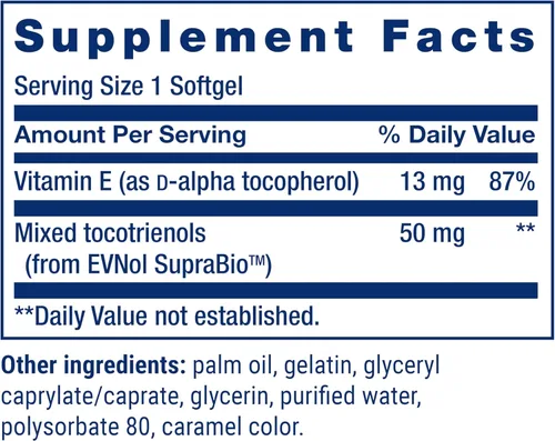 Miniatura 3 de Life Extension Tocotrienoles súper absorbibles, vitamina E como tocoferol D-alfa, tocotrienoles mixtos, apoyo al crecimiento del cabello, función