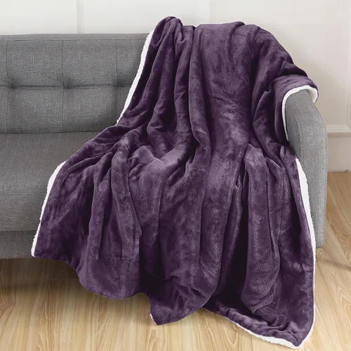 Miniatura 24 de Elegant Comfort Manta de Sofá Reversible de Sherpa Sólida, Manta para Todas las Estaciones - Súper Suave, Acogedora y Afelpada - Manta Decorativa