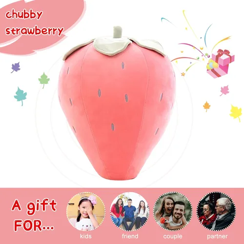 Miniatura 5 de Lindas almohadas de felpa de frutas para niños, de fresa, súper suaves, para niñas, juguetes (rosa, 7.8 pulgadas/7.9 in) Soft fruit plush pillow