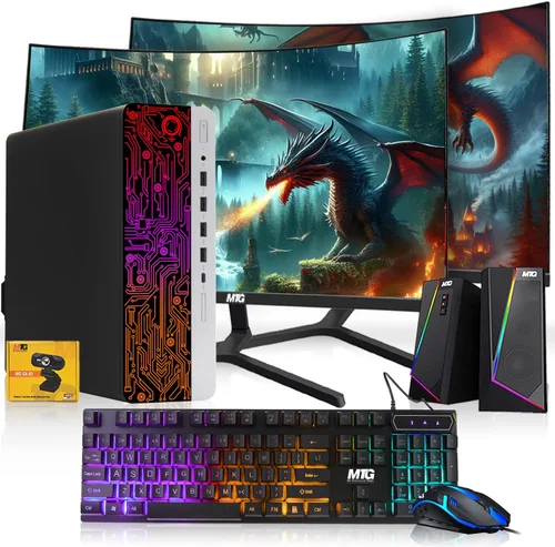 PC de escritorio HP G3 para juegos, Intel Core i5 de 4ª generación, gráficos AMD RX 550, 16 GB de RAM, SSD de 1 TB, nuevo monitor dual MTG de 24