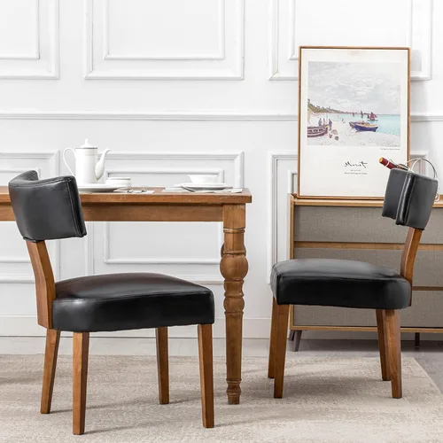 Miniatura 33 de RIVOVA Juego de 4 sillas de comedor modernas de mediados de siglo, tapizadas de piel sintética, sillas Parson modernas sin brazos de cocina, sillas
