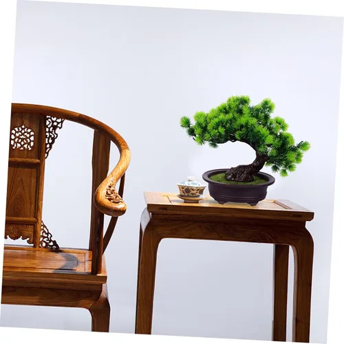 Miniatura 2 de NOLITOY Decoración de pino en maceta, plantas de plástico para exteriores, decoración de mesa al aire libre, decoración de oficina pequeña, árbol