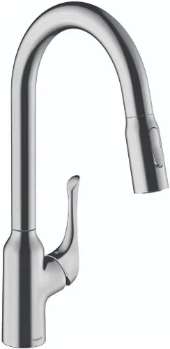 hansgrohe Allegro N 71843001 - Grifo de cocina de arco alto cromado con rociador extraíble, grifo para fregadero de cocina, cromado