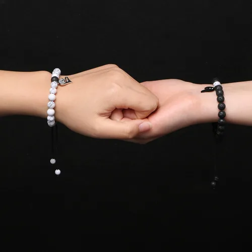 Miniatura 3 de Juego de 2 pulseras a juego en forma de corazón para parejas, pulseras de amor conectadas, regalos para novio, mujeres, hombres, amantes, amigos