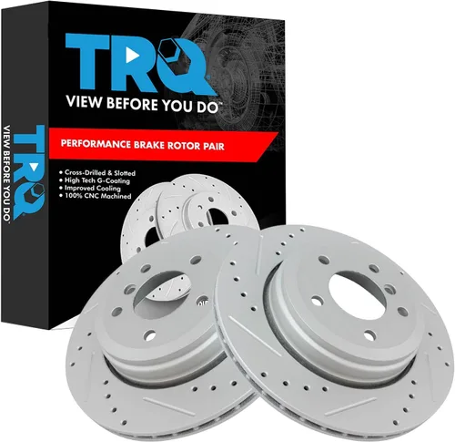Miniatura 255 de TRQ Juego de rotores de freno de rendimiento trasero con revestimiento G premium compatible con Mazda 6 2014-2021