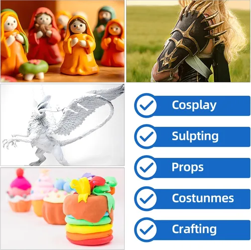 Miniatura 2 de CALPALMY - Arcilla de espuma moldeable para cosplay de colores azules (300g) – Alta densidad y calidad para diseños intrincados Se seca al aire a