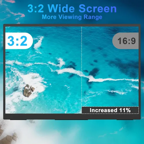Miniatura 4 de Topmonitor Monitor portátil pequeño de 10.5 pulgadas, 500 liendres 2000:1, pantalla FHD 1280P IPS, mini monitor ultradelgado con soporte y altavoz