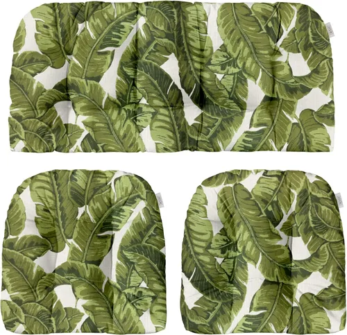 Miniatura 97 de RSH DECOR: Sunbrella 3-Piece Tufted Wicker Cushion Set 44" x 22" & 22" x 22" Outdoor Loveseat & U-Shaped Seat Cushions Crafted with