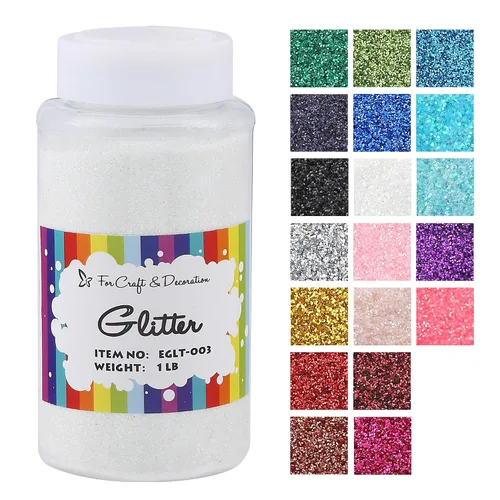 Miniatura 14 de Brillantina gruesa, 18 frascos de colores surtidos para manualidades, cuerpo, maquillaje y purpurina para uñas.