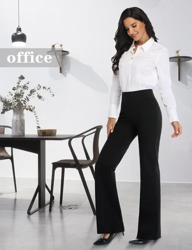 Miniatura 2 de Tapata Pantalones de vestir para mujer de 28, 30, 32 y 34 pulgadas, cintura alta, elásticos, corte de bota, pantalones altos, pequeños y regulares