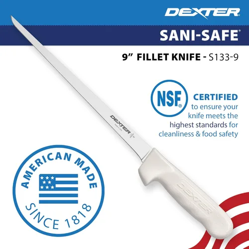Miniatura 2 de Dexter-Russell Sani-Safe S133-9-PCP - Cuchillo de filete estrecho de 9 pulgadas con mango de polipropileno, acero Dexsteel de alto carbono