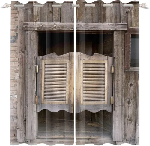 Miniatura 58 de Cortinas rústicas para ventana de puerta de granero, puerta de madera gris, puerta de garaje, tratamiento de ventana para sala de estar, dormitorio