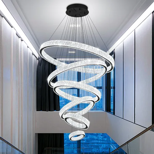 Miniatura 29 de Araña de Cristal LED Moderna Regulable de 8" Anillo Dorado Luminarias Colgantes para Isla de Cocina Comedor Sala de Estar