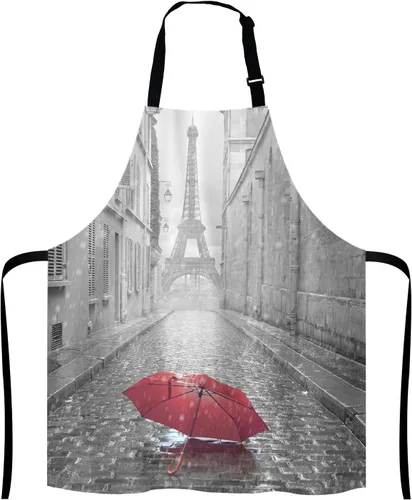Miniatura 13 de Delantal a cuadros de búfalo blanco y negro para el hogar, cocina, impermeable, para hornear, jardinería, para mujeres y hombres