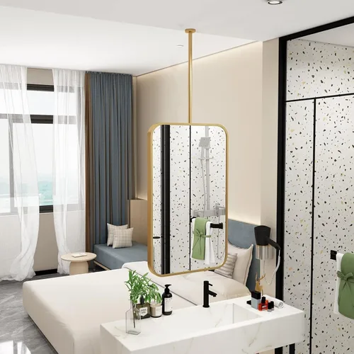 Miniatura 6 de Espejo rectangular cuadrado montado en el techo, moderno espejo de maquillaje de baño, transparente y práctico para dormitorio, sala de estar