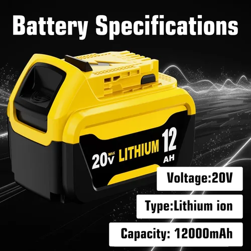 Miniatura 2 de 2Packs 12000mAh High Capacity DCB206 Replacement for Dewalt 20v Max Battery 12.0 Ah Lithium Compatible with Dewalt 20v Battery Compatible with 20v