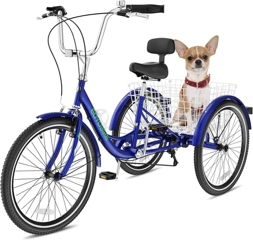 Miniatura 19 de NAIZEA Adult Tricycle, 7 Speed Three Wheel Cruiser Bike, 20/24/26 inch Adult Trikes 3 Wheel Bikes with Large Basket for Seniors, Adults, Women, Men