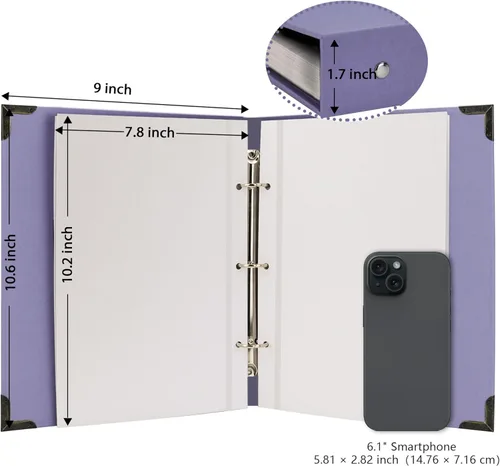 Miniatura 10 de Vienrose Álbum de fotos autoadhesivo de 40 páginas, tapa dura DIY, álbum de recortes con 3 anillas para niños, bodas, bebés, familia, púrpura Morado