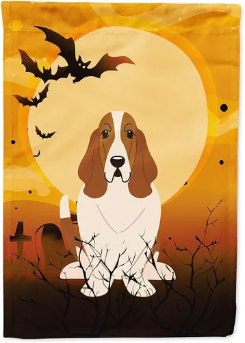 Miniatura 20 de Caroline's Treasures BB4307GF - Bandera de Halloween Airedale para jardín, bandera decorativa para patio exterior, obras de arte de patio, macizos