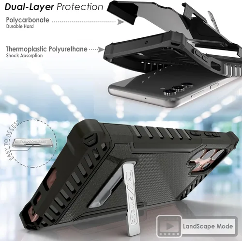 Miniatura 4 de Tri-Shield - Funda para teléfono con función atril compatible con Samsung Galaxy S22 Ultra grado militar, resistente a prueba de caídas, alto