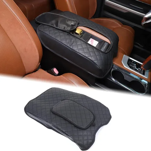Miniatura 13 de Aunginsy Funda para reposabrazos de consola central compatible con Toyota Tundra 2007-2021, de cuero, almohadilla de tapa de cojín de consola media