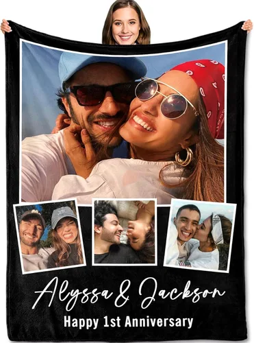 Miniatura 9 de Yofair - Manta personalizada con imagen y texto "I Love You" para aniversario, regalos, boda, mujeres, hombres, pareja, novio, novia, esposa y esposo