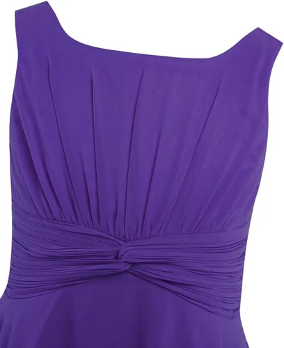 Miniatura 5 de Aislor Vestido de gasa con nudo plisado para niñas y niñas, vestido de princesa para fiesta de cumpleaños, boda, dama de honor