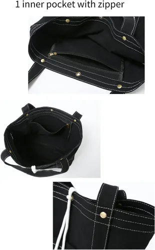 Miniatura 6 de Jeelow Bolso de mano de lona, bolso de hombro, bolsos cruzados, bolsillos dobles para hombres y mujeres