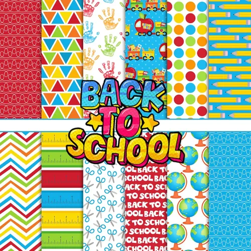 Whaline 60 hojas de papel de doble cara para el primer día de escuela, álbum de recortes, papel especial para hacer tarjetas de fondo decorativo,