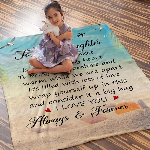 Miniatura 6 de Regalos para hija de mamá y papá – Manta con texto en inglés "To My Daughter", regalo pensado para el día de la madre, cumpleaños o graduación
