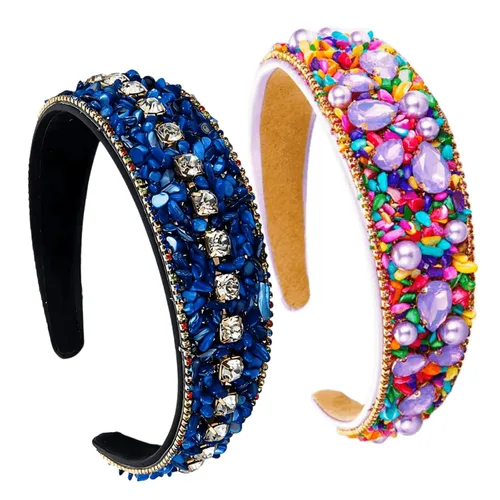 Miniatura 10 de Diadema de moda para mujer, hermosa diadema retro con diamantes de imitación de cristal, accesorios para mujeres y niñas (diadema 3)
