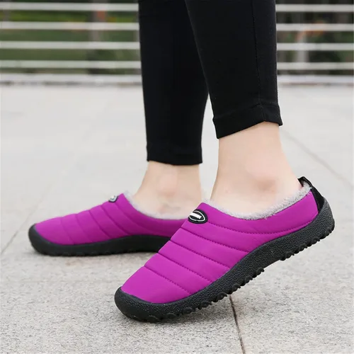 Miniatura 4 de UBFEN Mens Womens Winter Warm Slippers with Fuzzy Plush Lining Slip on House Shoes Indoor Outdoor Anti-Skid Rubber Sole